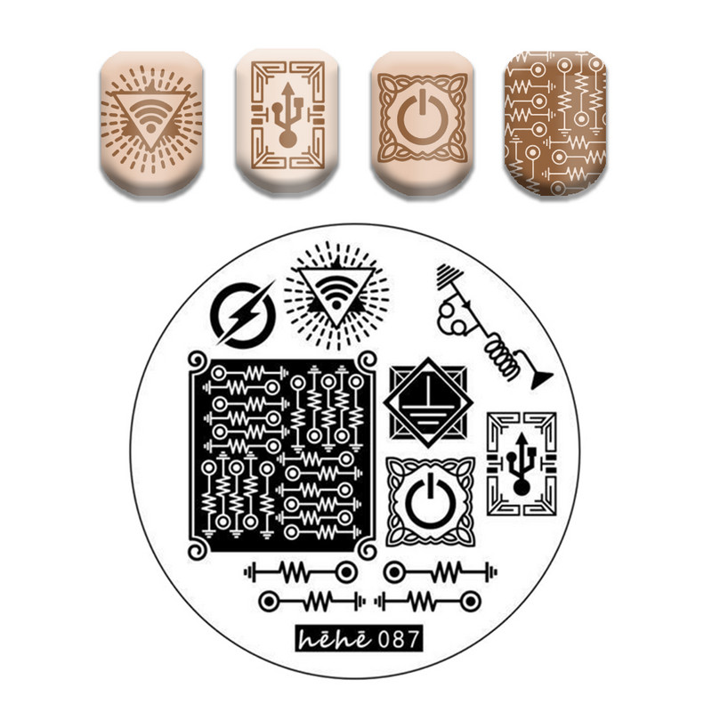 Γαλλικό λουλουδάτο στένσιλ Πρότυπο ρίγες στάμπας πλάκες γκράφιτι μοτίβο καρτούν Πλάκες με εικόνα καρτούν Εργαλεία μανικιούρ νυχιών