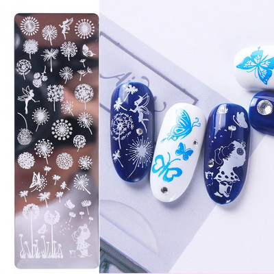 Nail Art bélyegzőlemez átlátszó gravírozott levél virágnyomtatás rozsdamentes acél barkács manikűr sablon köröm eszköz a szépségért
