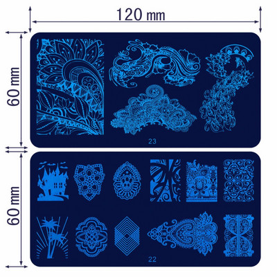 12*6cm ģeometriskā raksta nagu apzīmogošanas plāksnes nagu mākslas attēlu zīmēšanas plāksnes zīmoga krāsošanas rīks manikīra veidņu trafareti #TH