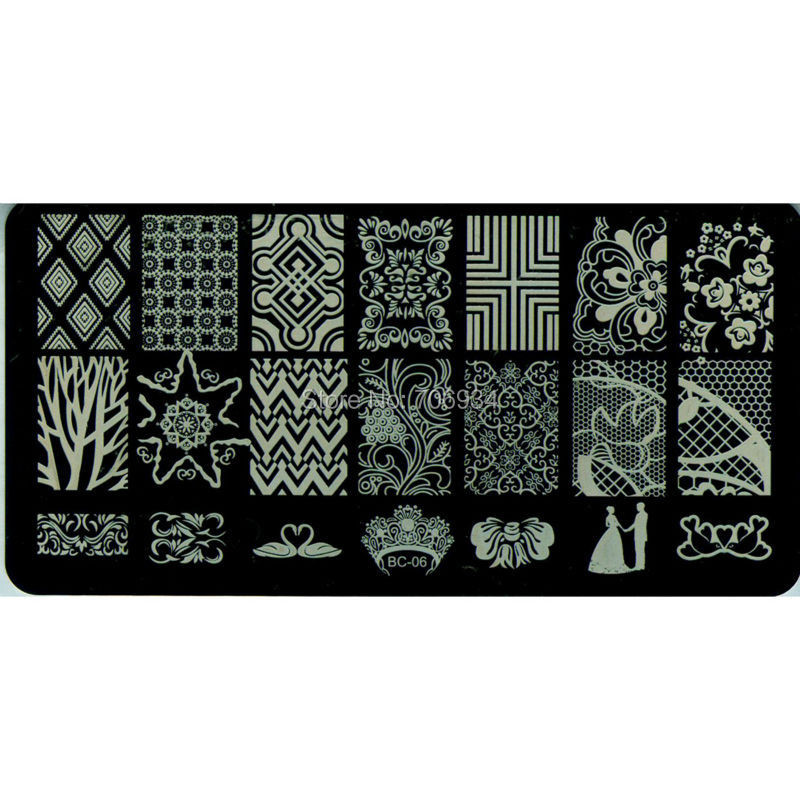 Πλάκες σφράγισης νυχιών 1Pics New Stamp Plates Stamping Nail Art DIY 120*60mm BC01-20
