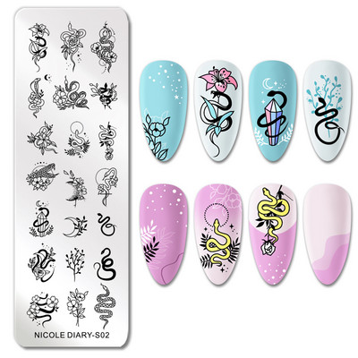 NICOLE DIARY Πλάκες σφράγισης νυχιών Dragonfly Σχέδιο λουλουδιών πεταλούδας Πρότυπα σφραγίδας εκτύπωσης καλουπιών Στένσιλ μεταφοράς εικόνας