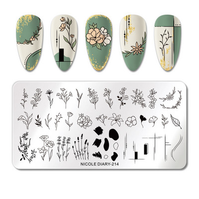 NICOLE DIARY Πλάκες σφράγισης νυχιών Dragonfly Σχέδιο λουλουδιών πεταλούδας Πρότυπα σφραγίδας εκτύπωσης καλουπιών Στένσιλ μεταφοράς εικόνας