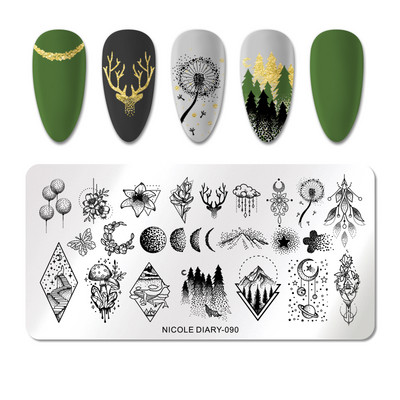 NICOLE DIARY Πλάκες σφράγισης νυχιών Dragonfly Σχέδιο λουλουδιών πεταλούδας Πρότυπα σφραγίδας εκτύπωσης καλουπιών Στένσιλ μεταφοράς εικόνας
