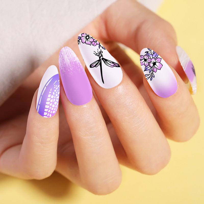 NICOLE DIARY Πλάκες σφράγισης νυχιών Dragonfly Σχέδιο λουλουδιών πεταλούδας Πρότυπα σφραγίδας εκτύπωσης καλουπιών Στένσιλ μεταφοράς εικόνας