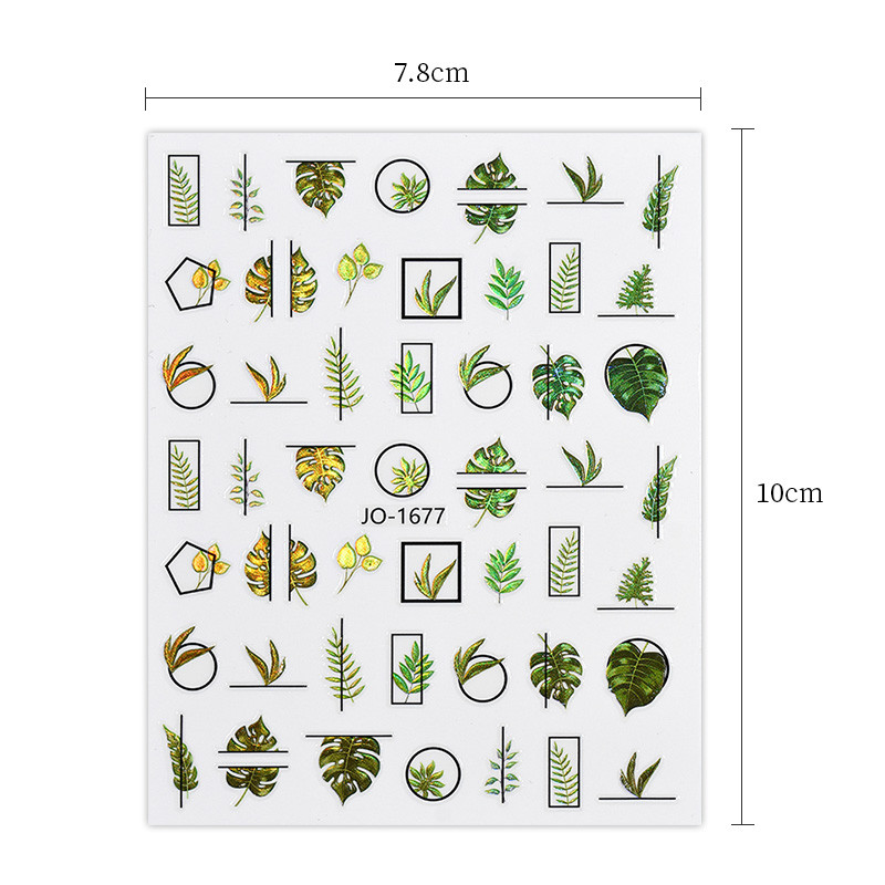 Πολύχρωμα φύλλα τρισδιάστατα αυτοκόλλητα νυχιών Ολογραφικά λέιζερ Floral αυτοκόλλητα Άνοιξη καλοκαιρινό συρόμενο για νύχια Μανικιούρ Διακόσμηση αξεσουάρ