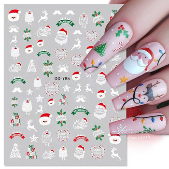 Χριστουγεννιάτικο αυτοκόλλητο 3D Nail Art Snowflakes Άγιος Βασίλης Αυτοκόλλητο Slider Πολύχρωμα αυτοκόλλητα νυχιών Διακόσμηση μανικιούρ DIY