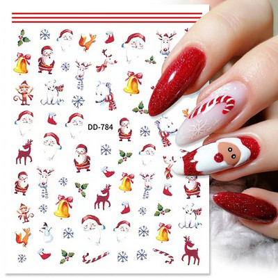Χριστουγεννιάτικο αυτοκόλλητο 3D Nail Art Snowflakes Άγιος Βασίλης Αυτοκόλλητο Slider Πολύχρωμα αυτοκόλλητα νυχιών Διακόσμηση μανικιούρ DIY