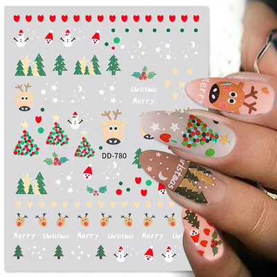 Χριστουγεννιάτικο αυτοκόλλητο 3D Nail Art Snowflakes Άγιος Βασίλης Αυτοκόλλητο Slider Πολύχρωμα αυτοκόλλητα νυχιών Διακόσμηση μανικιούρ DIY