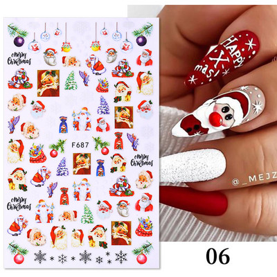 Χριστουγεννιάτικο αυτοκόλλητο 3D Nail Art Snowflakes Άγιος Βασίλης Αυτοκόλλητο Slider Πολύχρωμα αυτοκόλλητα νυχιών Διακόσμηση μανικιούρ DIY