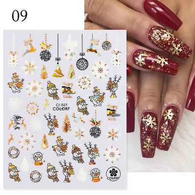 Χριστουγεννιάτικο αυτοκόλλητο 3D Nail Art Snowflakes Άγιος Βασίλης Αυτοκόλλητο Slider Πολύχρωμα αυτοκόλλητα νυχιών Διακόσμηση μανικιούρ DIY