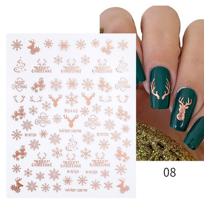 Χριστουγεννιάτικο αυτοκόλλητο 3D Nail Art Snowflakes Άγιος Βασίλης Αυτοκόλλητο Slider Πολύχρωμα αυτοκόλλητα νυχιών Διακόσμηση μανικιούρ DIY