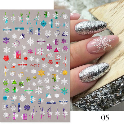Χριστουγεννιάτικο αυτοκόλλητο 3D Nail Art Snowflakes Άγιος Βασίλης Αυτοκόλλητο Slider Πολύχρωμα αυτοκόλλητα νυχιών Διακόσμηση μανικιούρ DIY