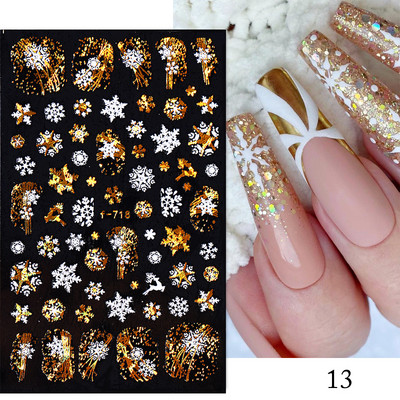 Χριστουγεννιάτικο αυτοκόλλητο 3D Nail Art Snowflakes Άγιος Βασίλης Αυτοκόλλητο Slider Πολύχρωμα αυτοκόλλητα νυχιών Διακόσμηση μανικιούρ DIY