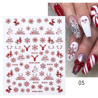 Χριστουγεννιάτικο αυτοκόλλητο 3D Nail Art Snowflakes Άγιος Βασίλης Αυτοκόλλητο Slider Πολύχρωμα αυτοκόλλητα νυχιών Διακόσμηση μανικιούρ DIY