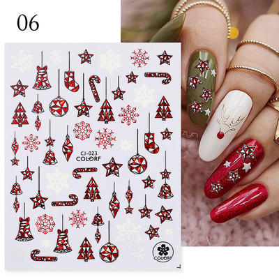 Χριστουγεννιάτικο αυτοκόλλητο 3D Nail Art Snowflakes Άγιος Βασίλης Αυτοκόλλητο Slider Πολύχρωμα αυτοκόλλητα νυχιών Διακόσμηση μανικιούρ DIY