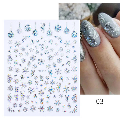 Χριστουγεννιάτικο αυτοκόλλητο 3D Nail Art Snowflakes Άγιος Βασίλης Αυτοκόλλητο Slider Πολύχρωμα αυτοκόλλητα νυχιών Διακόσμηση μανικιούρ DIY
