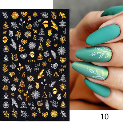 Χριστουγεννιάτικο αυτοκόλλητο 3D Nail Art Snowflakes Άγιος Βασίλης Αυτοκόλλητο Slider Πολύχρωμα αυτοκόλλητα νυχιών Διακόσμηση μανικιούρ DIY