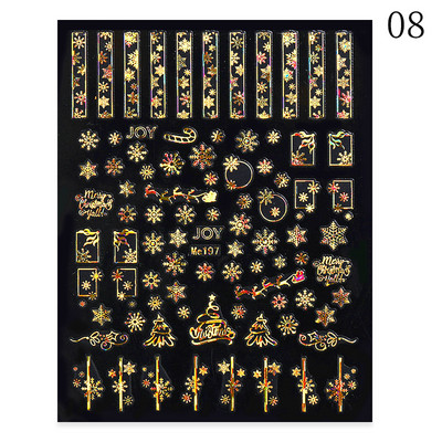 Χριστουγεννιάτικο αυτοκόλλητο 3D Nail Art Snowflakes Άγιος Βασίλης Αυτοκόλλητο Slider Πολύχρωμα αυτοκόλλητα νυχιών Διακόσμηση μανικιούρ DIY
