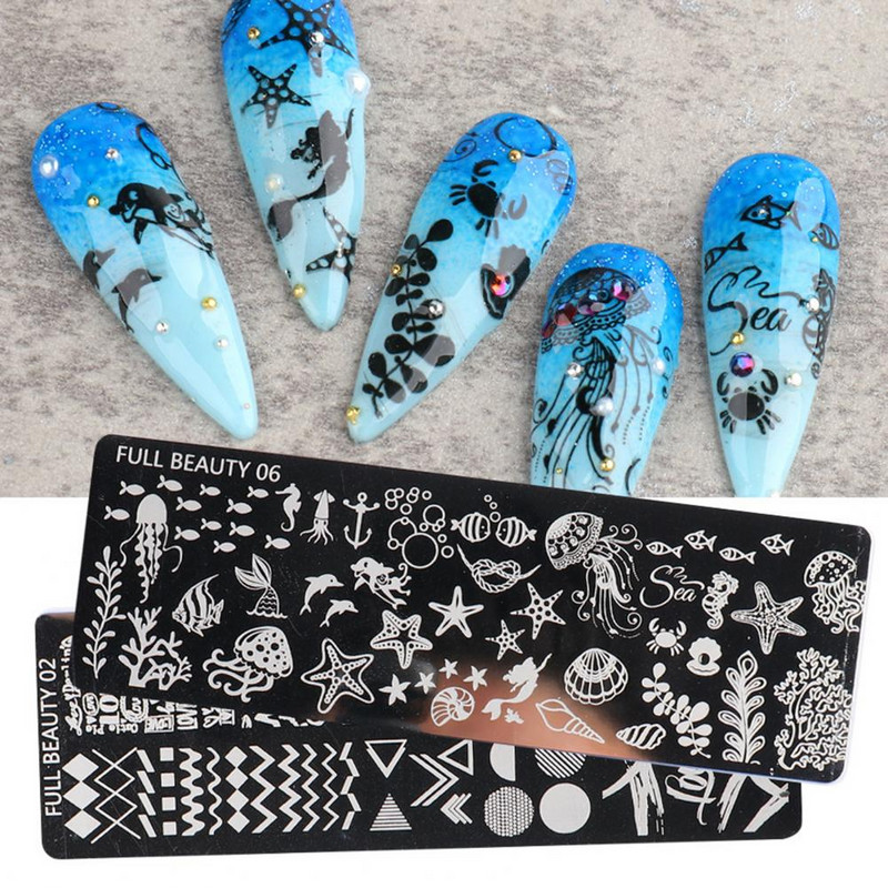 Nail Art Roostevabast terasest valmistamine Daamile Küünestantsimisplaadid Tembeldamisplaat Peen maniküüri DIY malli küünetööriist daamile