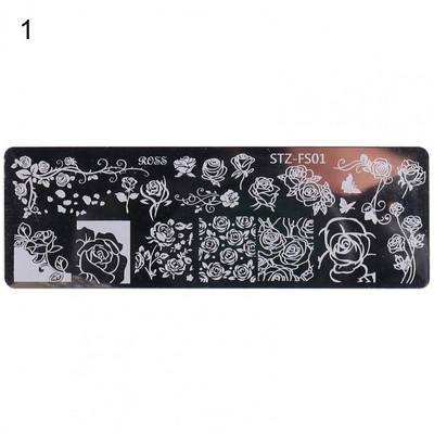 Ruudukujuline maniküüri trükivorm Creative Solid Polish Printing Lilled Nail Art tempel Mini küünte stantsimisplaat naistele