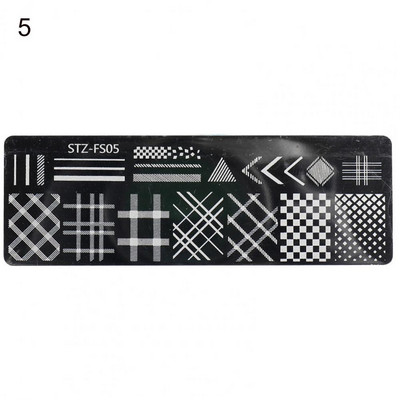 Ruudukujuline maniküüri trükivorm Creative Solid Polish Printing Lilled Nail Art tempel Mini küünte stantsimisplaat naistele