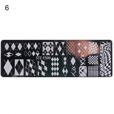 Ruudukujuline maniküüri trükivorm Creative Solid Polish Printing Lilled Nail Art tempel Mini küünte stantsimisplaat naistele