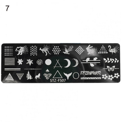Ruudukujuline maniküüri trükivorm Creative Solid Polish Printing Lilled Nail Art tempel Mini küünte stantsimisplaat naistele