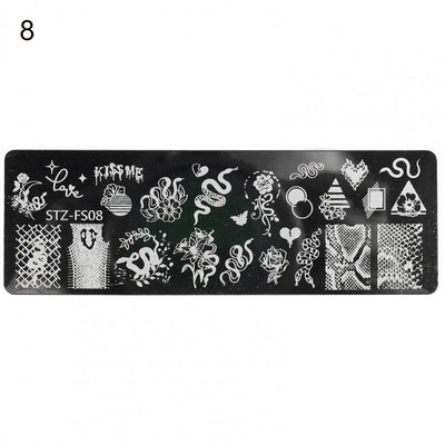Ruudukujuline maniküüri trükivorm Creative Solid Polish Printing Lilled Nail Art tempel Mini küünte stantsimisplaat naistele