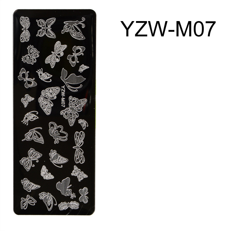 DIY Nail Art Ορθογώνια Έκδοση Εκτύπωσης Leaf Flower Character Pattern Βερνίκι νυχιών Πρότυπο πλάκας από ανοξείδωτο χάλυβα Εργαλεία νυχιών