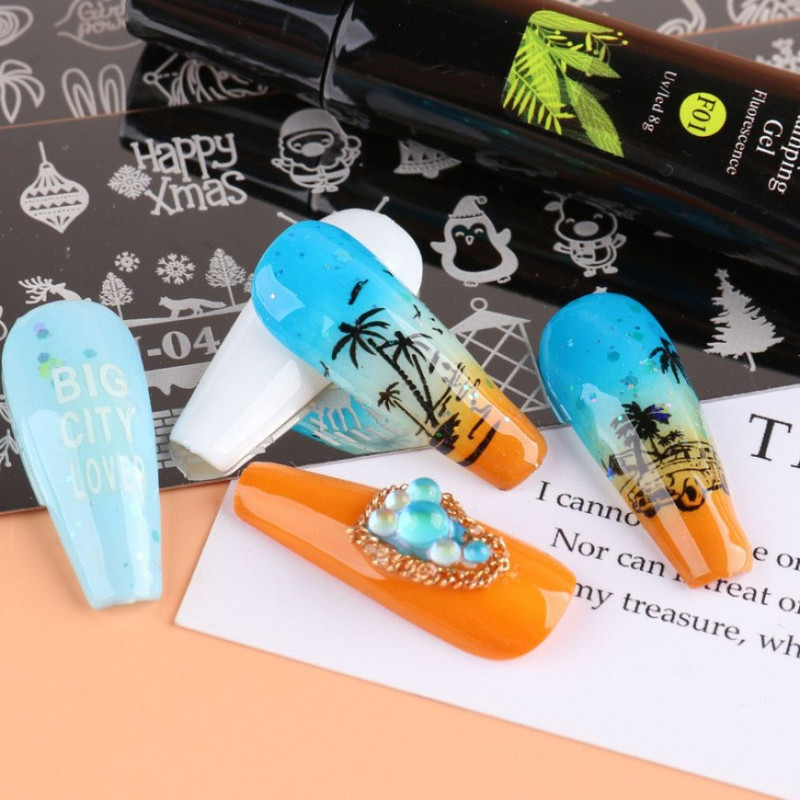 DIY küünesalongi maniküüri disain Halloweeni küünte kaunistus küünte õõnes šabloon küünetempli mallid Maniküüri tööriistad