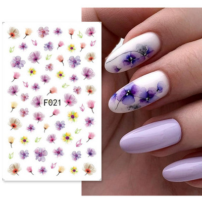 Geometrijske linije Cvjetni list 3D naljepnice za nokte Plavo zlato Hladno jesensko lišće Proljetni prijenosni klizač Nail Art DIY dekoracija Manikura