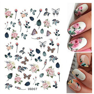 Geometrijske linije Cvjetni list 3D naljepnice za nokte Plavo zlato Hladno jesensko lišće Proljetni prijenosni klizač Nail Art DIY dekoracija Manikura