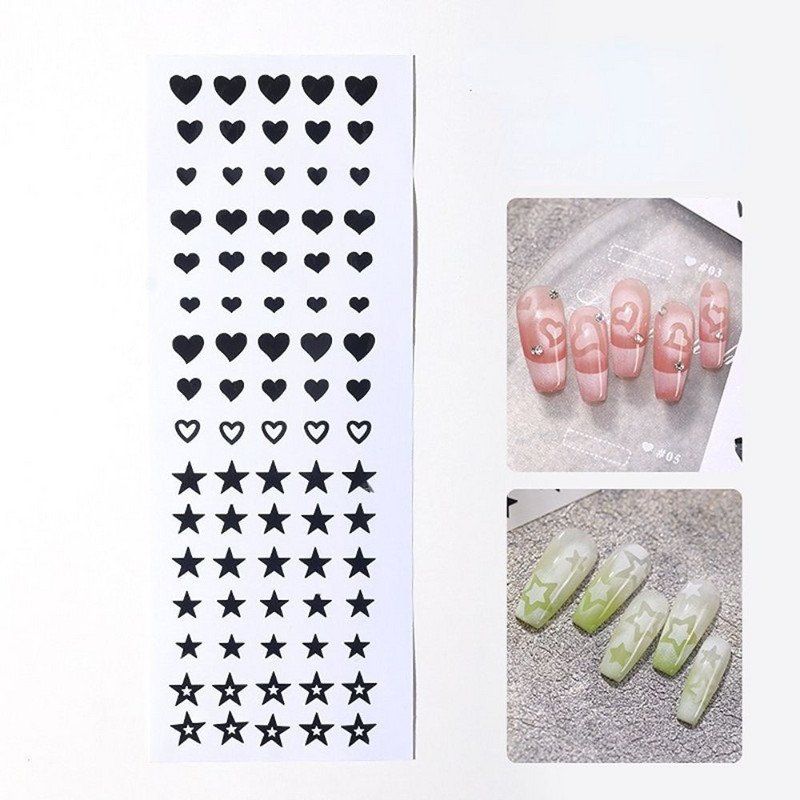 Nail Art spray sablon Love Heart Star Dekoráció Öntapadó Airbrush Körömdíszítő sablon Kivágott matricák Köröm kellékek