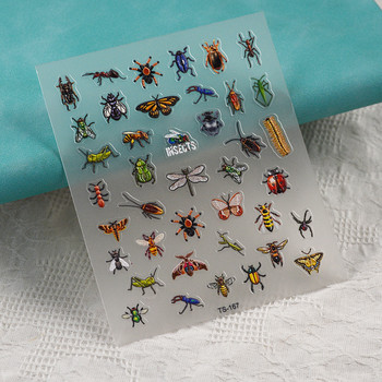 TS-167 Insects Dragonfly 5D Nail Stickers Soft Reliefs Slider for Woman Nail Art Decor