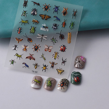 TS-167 Insects Dragonfly 5D Nail Stickers Soft Reliefs Slider for Woman Nail Art Decor