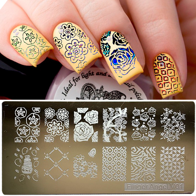 1 tk ristkülik 6*12 cm küünte stantsimisplaadid Konad tembeldavad küünte kunsti maniküüri mallid küünte templiplaadid