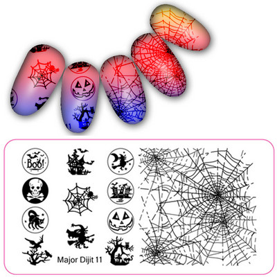 Halloween Series Ploča za utiskivanje noktiju Slika lubanje Proslava Pravokutnik Predložak pečata za manikuru Ploča za slikanje noktiju