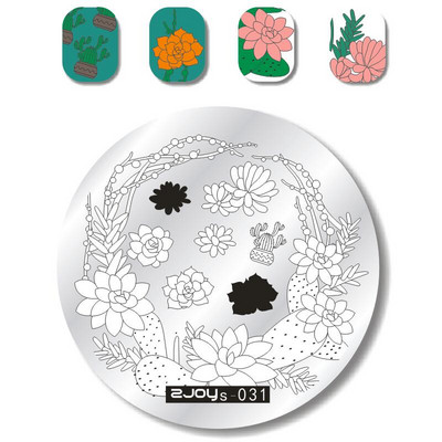 Nail Art Stamp Stamping Plates Nail Template Set Cute Animal Flower 5,5cm Στρογγυλό Πρότυπο Μανικιούρ Σφράγισης Νυχιών Εικόνα Pla