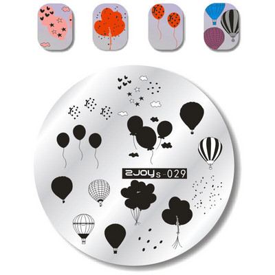 Nail Art Stamp Stamping Plates Nail Template Set Cute Animal Flower 5,5cm Στρογγυλό Πρότυπο Μανικιούρ Σφράγισης Νυχιών Εικόνα Pla