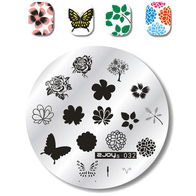 Nail Art Stamp Stamping Plates Nail Template Set Cute Animal Flower 5,5cm Στρογγυλό Πρότυπο Μανικιούρ Σφράγισης Νυχιών Εικόνα Pla