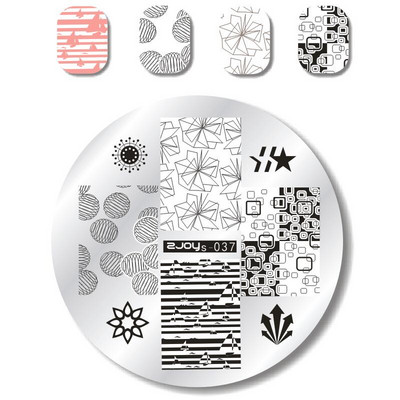 Nail Art Stamp Stamping Plates Nail Template Set Cute Animal Flower 5,5cm Στρογγυλό Πρότυπο Μανικιούρ Σφράγισης Νυχιών Εικόνα Pla