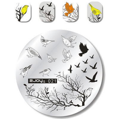 Nail Art Stamp Stamping Plates Nail Template Set Cute Animal Flower 5,5cm Στρογγυλό Πρότυπο Μανικιούρ Σφράγισης Νυχιών Εικόνα Pla