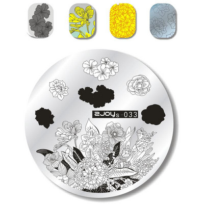 Nail Art Stamp Stamping Plates Nail Template Set Cute Animal Flower 5,5cm Στρογγυλό Πρότυπο Μανικιούρ Σφράγισης Νυχιών Εικόνα Pla