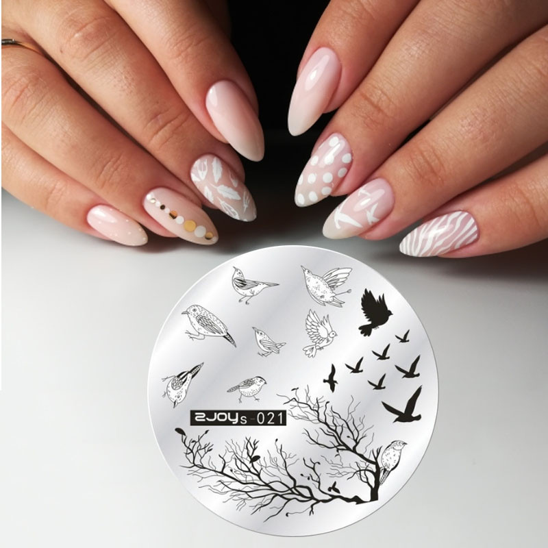 Nail Art Stamp Stamping Plates Nail Template Set Cute Animal Flower 5,5cm Στρογγυλό Πρότυπο Μανικιούρ Σφράγισης Νυχιών Εικόνα Pla
