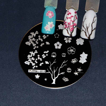 Кръгъл 5,5 см печат за нокти за щамповане на плочи Комплект шаблони Сладко животно, цвете, роза, дантела, изображение, маникюрна чиния