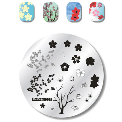 Ümmargune 5,5 cm küünekunsti templite tempelplaadid mallikomplekt Armas loom lilleline roosi pits kujutisega maniküüri taldrik