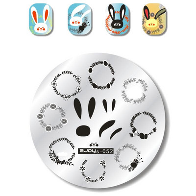 Ümmargune 5,5 cm küünekunsti templite tempelplaadid mallikomplekt Armas loom lilleline roosi pits kujutisega maniküüri taldrik