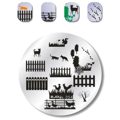 Ümmargune 5,5 cm küünekunsti templite tempelplaadid mallikomplekt Armas loom lilleline roosi pits kujutisega maniküüri taldrik