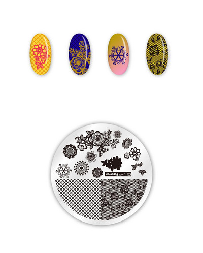 Kerek DIY virág csipke vonalminták acél sablonok körömbélyegző körömdíszítő képlemez manikűr körömdíszítő bélyegsablon