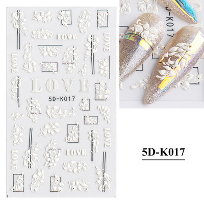 1lehtvalge reljeefne lillepits 5D kleebiskleebis pulmade küünte kujundused lilleline liblikas Jaapani maniküüri dekoor JI5D-K-1